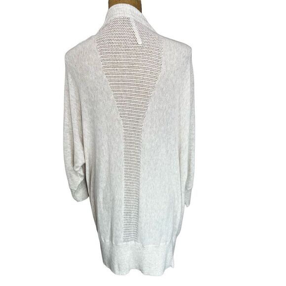 Cardigan Sweater Cream Sheer Dolman Open Front Size M Lightweight Leo & Nicole - Picture 2 of 6